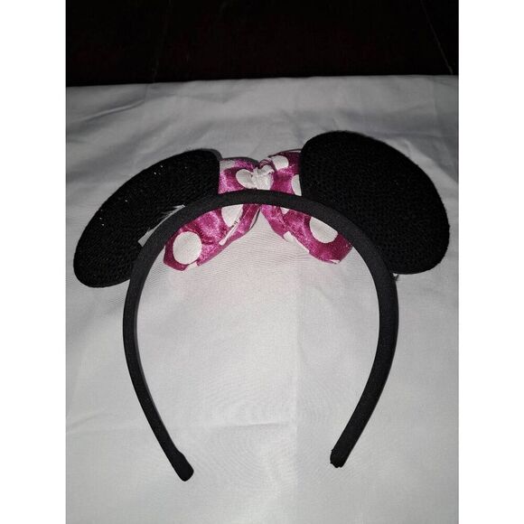 Minnie Mouse Ear Headband Black Pink White Embellish Costume Vacation Birthday - Picture 5 of 6